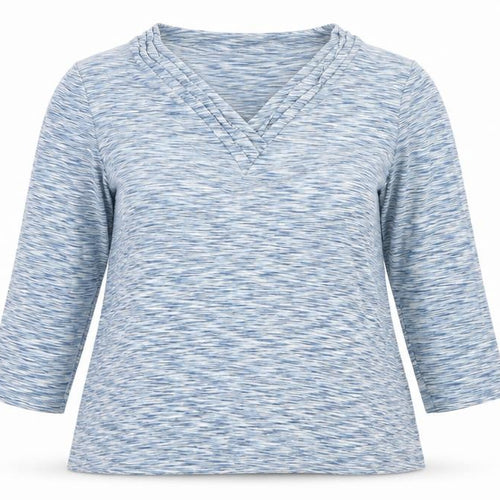 Viyella Womens Blue Striped 3/4 Sleeve V-Neck Top Size L