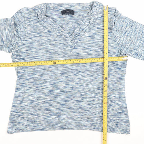 Viyella Womens Blue Striped 3/4 Sleeve V-Neck Top Size L