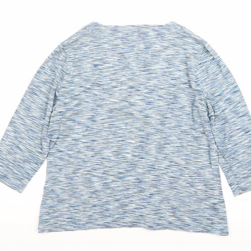 Viyella Womens Blue Striped 3/4 Sleeve V-Neck Top Size L