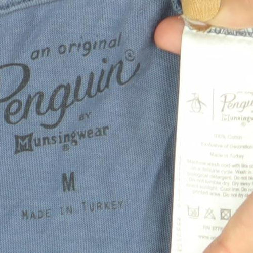 Penguin Men's Blue Crew Neck Graphic Logo Cotton T-Shirt Size M