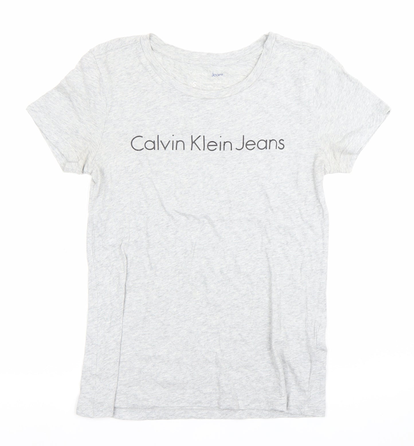 Calvin Klein Jeans Womens Grey Small Logo T-Shirt Casual Cotton