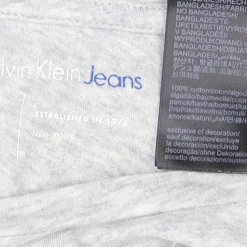 Calvin Klein Jeans Womens Grey Small Logo T-Shirt Casual Cotton