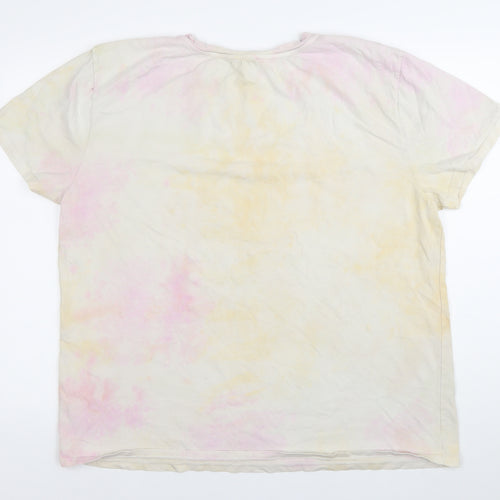 Topshop Women Multicoloured XL Tie-Dye T-Shirt Crew Neck Cotton