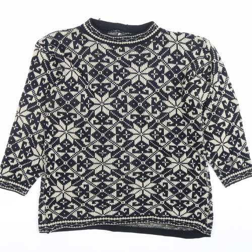 C&A Girls Black White Fair Isle Pullover Jumper 11-12 Years