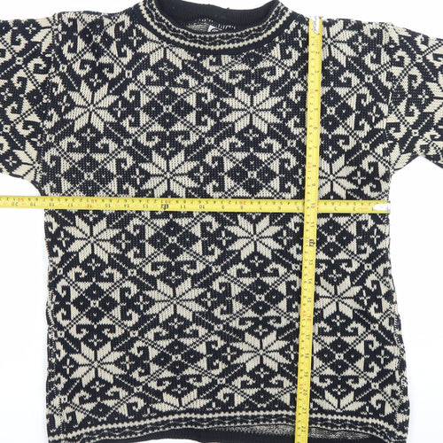 C&A Girls Black White Fair Isle Pullover Jumper 11-12 Years