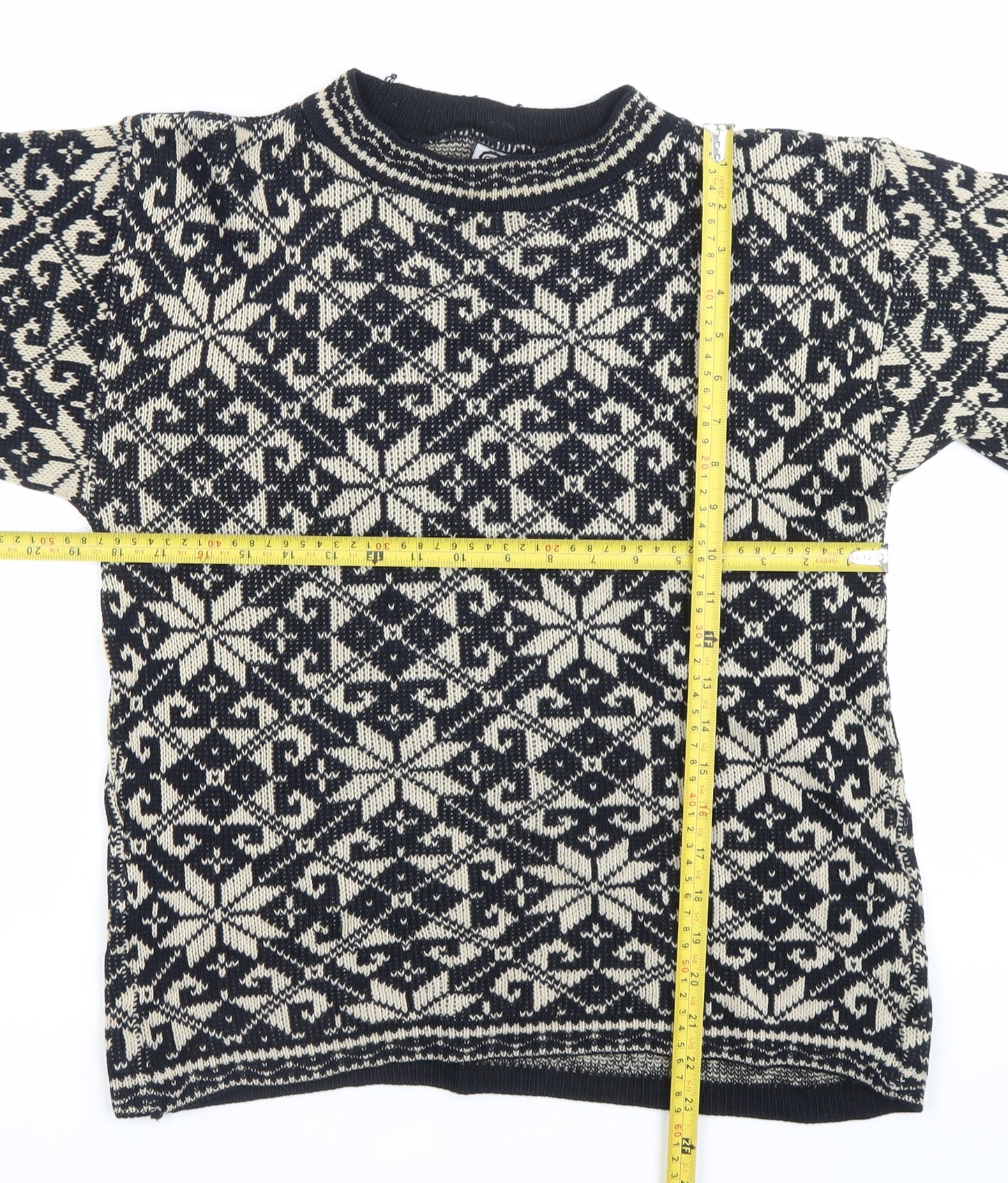 C&A Girls Black White Fair Isle Pullover Jumper 11-12 Years