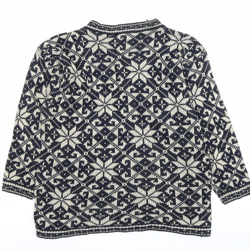 C&A Girls Black White Fair Isle Pullover Jumper 11-12 Years