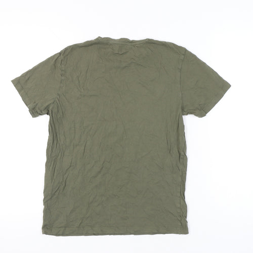 Jack & Jones Men’s Green Small Regular Fit Cotton Crew Neck T-Shirt