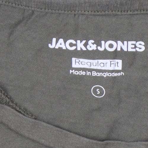 Jack & Jones Men’s Green Small Regular Fit Cotton Crew Neck T-Shirt