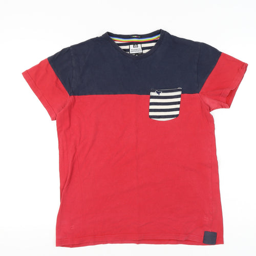 Weekend Offender Mens Medium Red Blue Colourblock Cotton T-Shirt