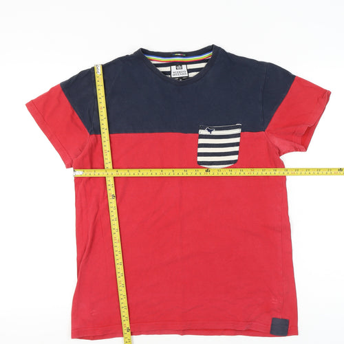 Weekend Offender Mens Medium Red Blue Colourblock Cotton T-Shirt