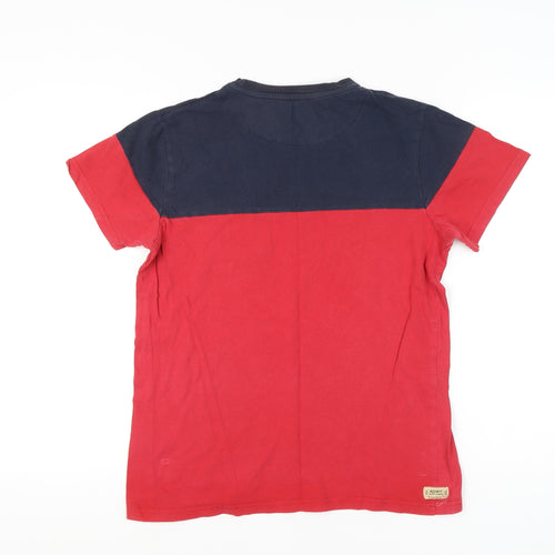 Weekend Offender Mens Medium Red Blue Colourblock Cotton T-Shirt