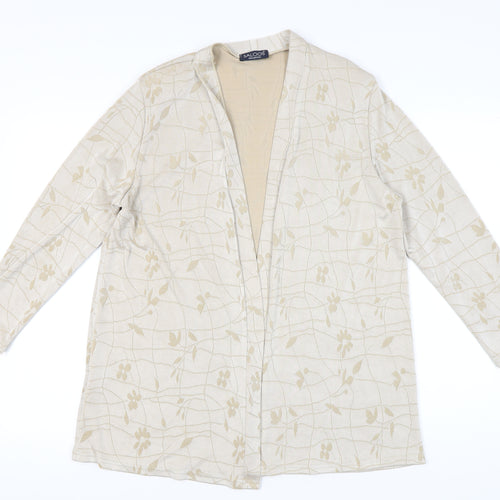 Saloos Women’s Beige Floral Tunic Blouse L Long Sleeve Stretch