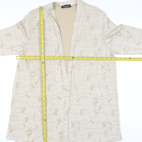 Saloos Women’s Beige Floral Tunic Blouse L Long Sleeve Stretch