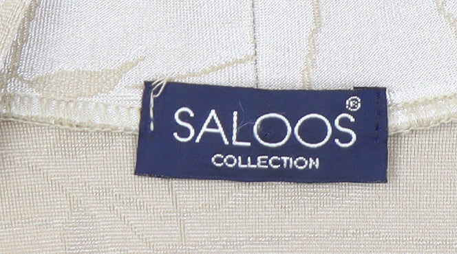 Saloos Women’s Beige Floral Tunic Blouse L Long Sleeve Stretch