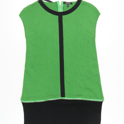 Kovo Maxazria Women’s Green Black Colourblock Shift Dress L