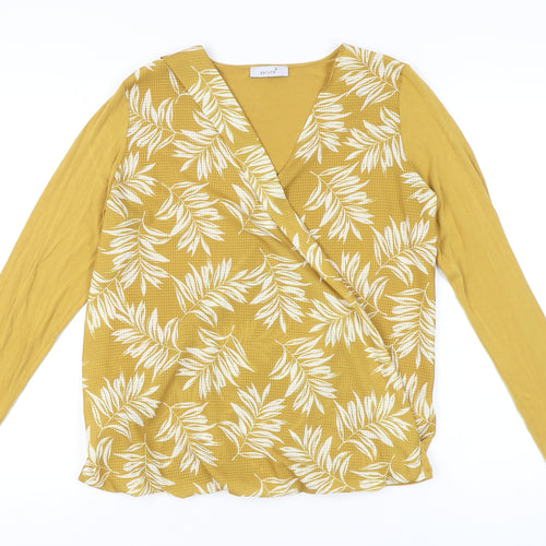Marks and Spencer Per Una Women’s Yellow Floral Wrap Blouse UK 12