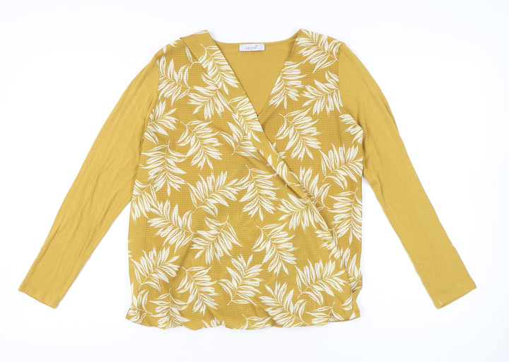 Marks and Spencer Per Una Women’s Yellow Floral Wrap Blouse UK 12