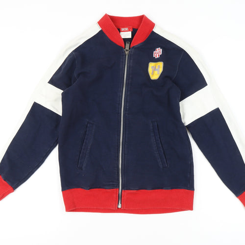 Diesel Boys Blue Full Zip Sweatshirt Jacket M Cotton Embroidered Logo