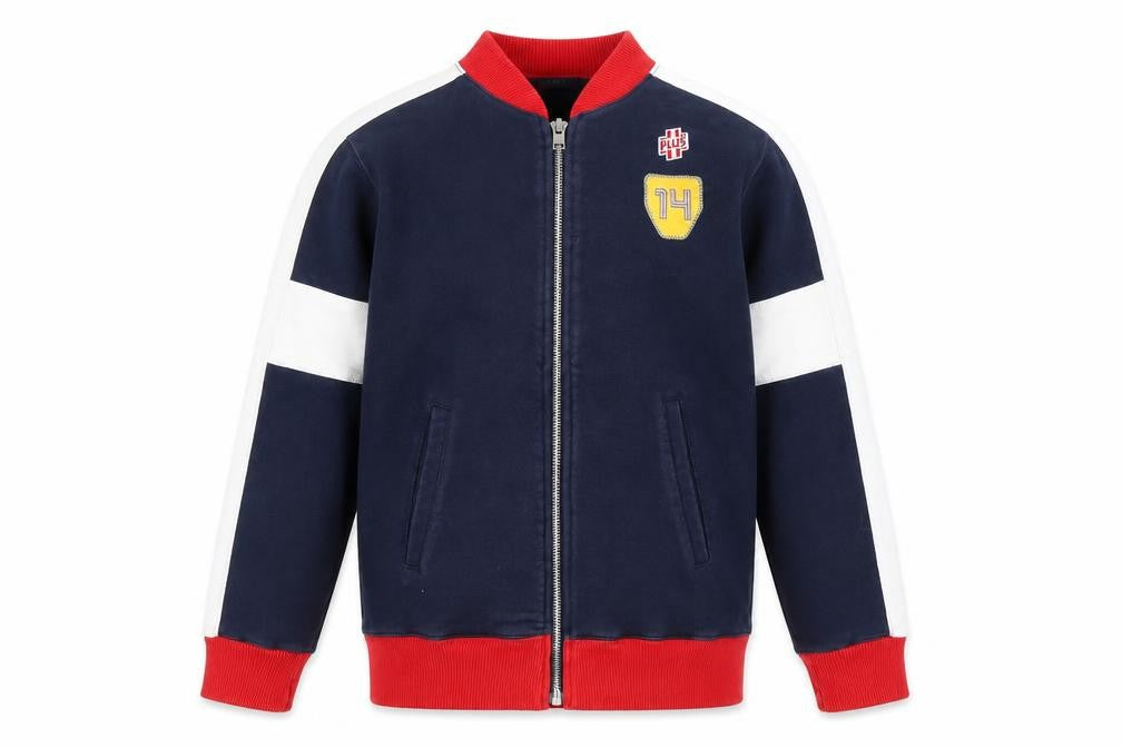 Front view of Diesel boys’ blue full zip sweatshirt jacket m cotton embroidered logo