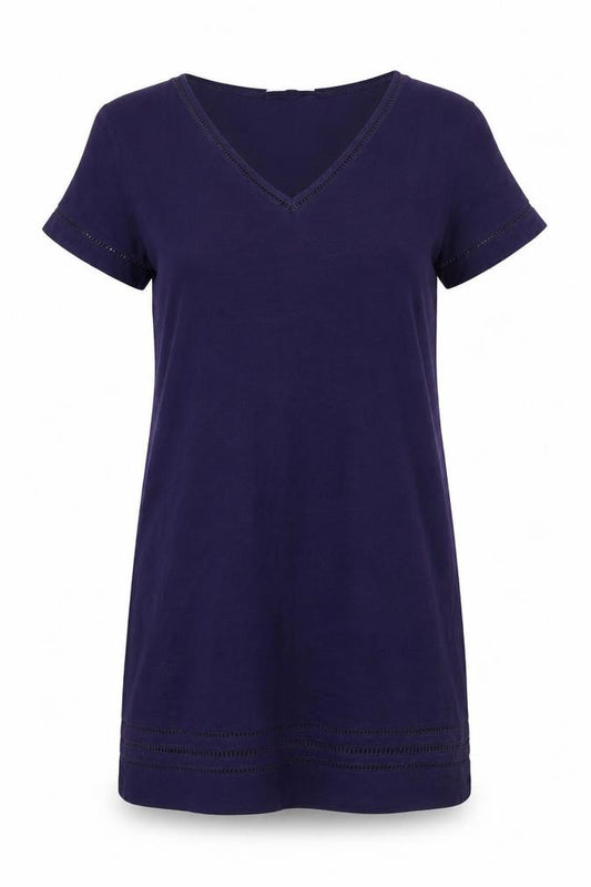 Front view of Next Women’s Purple T-Shirt Dress, size UK 12-14, Viscose Cotton Linen