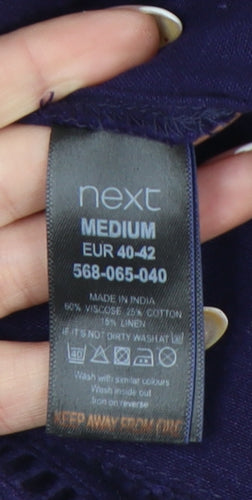 Next Women’s Purple T-Shirt Dress Size 12-14 Viscose Cotton Linen