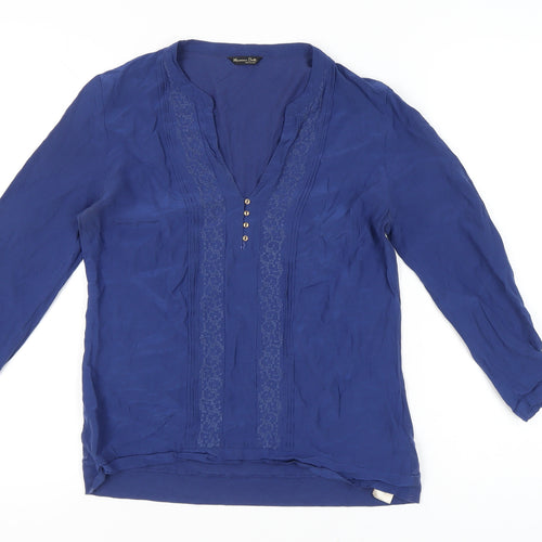 Massimo Dutti Women’s Blue Viscose Tunic Blouse Size M Long Sleeve
