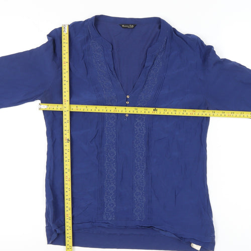 Massimo Dutti Women’s Blue Viscose Tunic Blouse Size M Long Sleeve