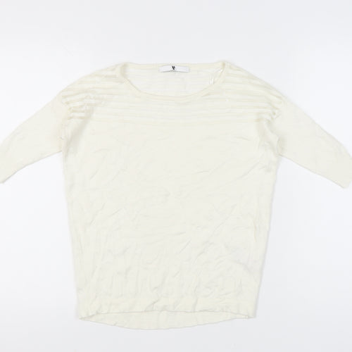 Very Women’s Ivory Scoop Neck Pullover Jumper Size 8 Knit 3/4 Sleeve