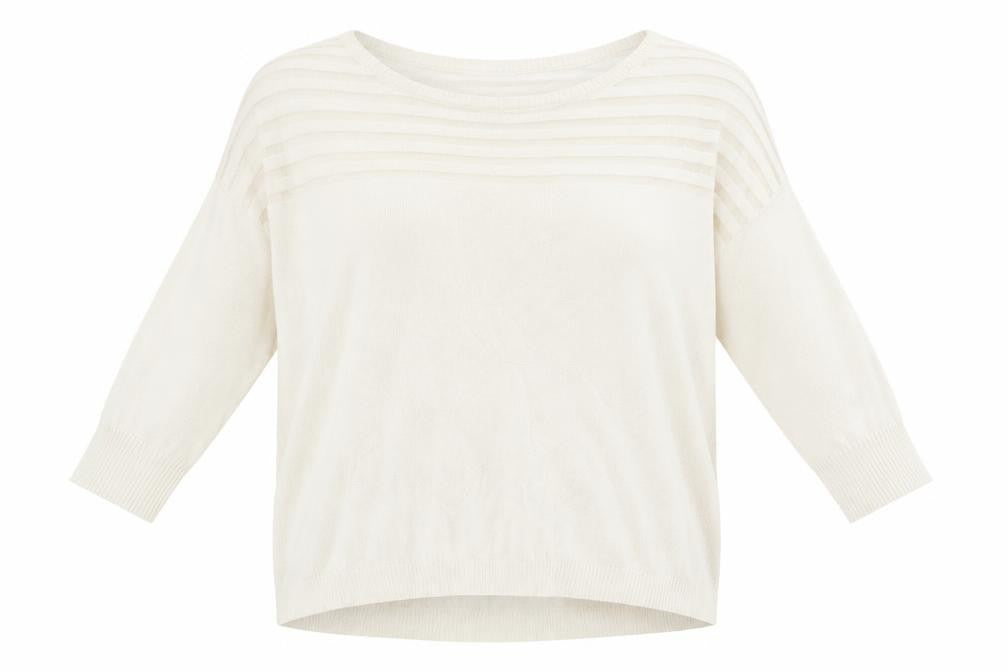 Very Women’s Ivory Scoop Neck Pullover Jumper Size 8 Knit 3/4 Sleeve