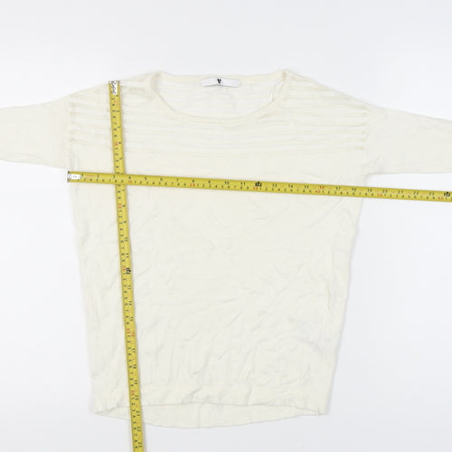 Very Women’s Ivory Scoop Neck Pullover Jumper Size 8 Knit 3/4 Sleeve