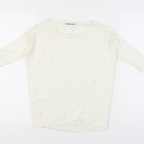 Very Women’s Ivory Scoop Neck Pullover Jumper Size 8 Knit 3/4 Sleeve