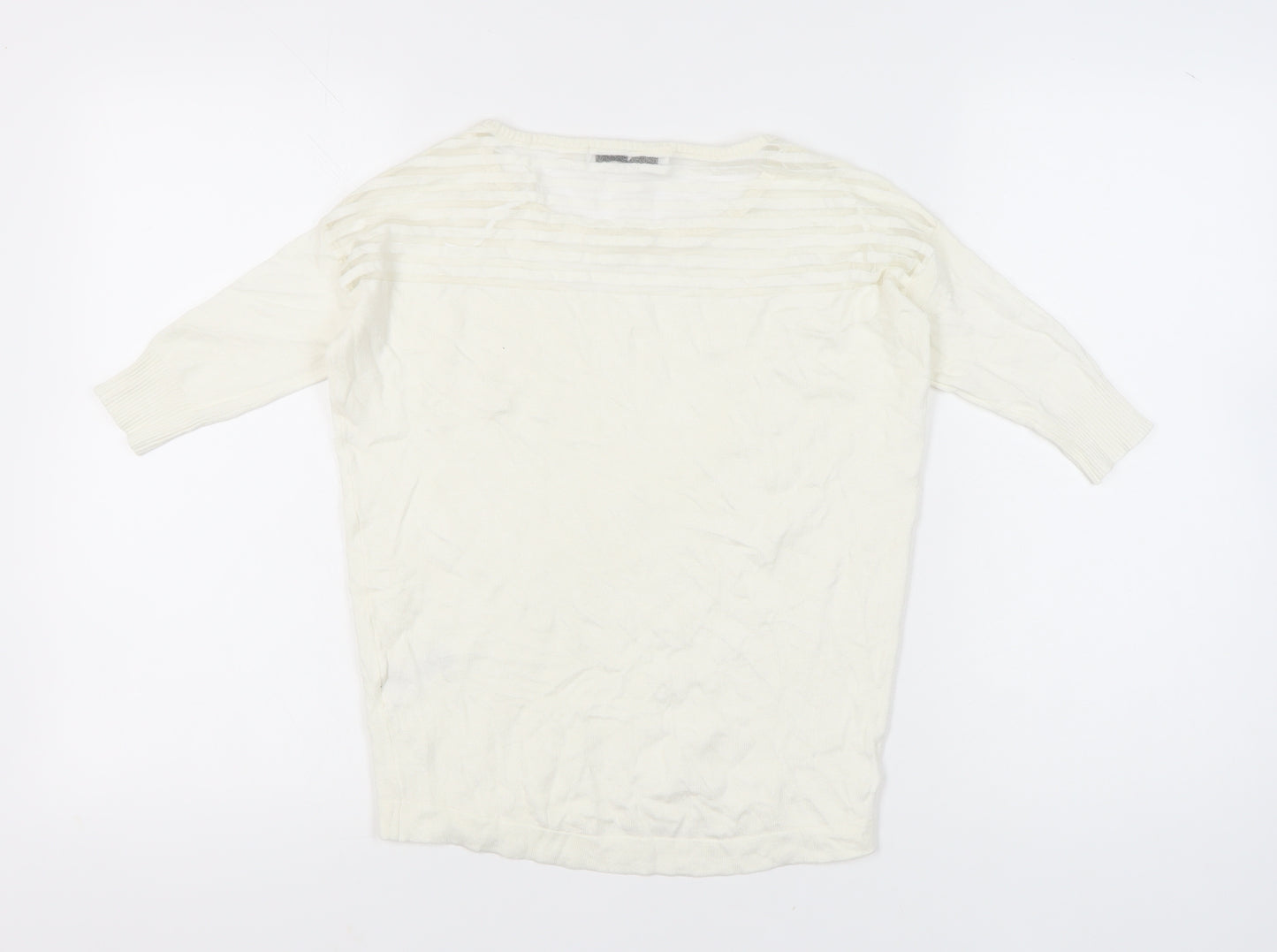 Very Women’s Ivory Scoop Neck Pullover Jumper Size 8 Knit 3/4 Sleeve