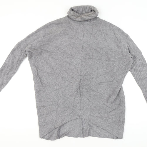 Blue Vanilla Womens Grey Roll Neck Jumper One Size Relaxed Fit