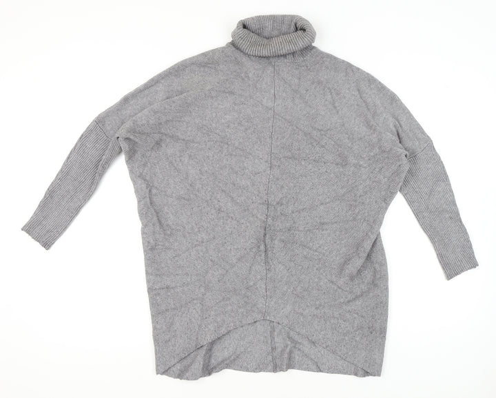 Blue Vanilla Womens Grey Roll Neck Jumper One Size Relaxed Fit