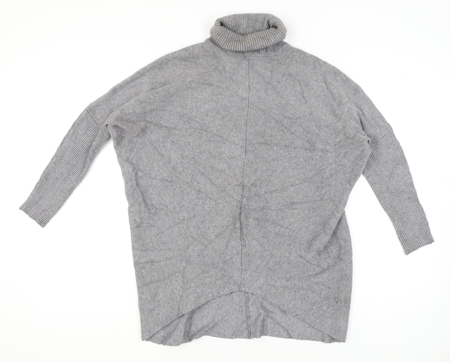 Blue Vanilla Womens Grey Roll Neck Jumper One Size Relaxed Fit