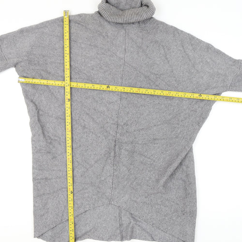Blue Vanilla Womens Grey Roll Neck Jumper One Size Relaxed Fit