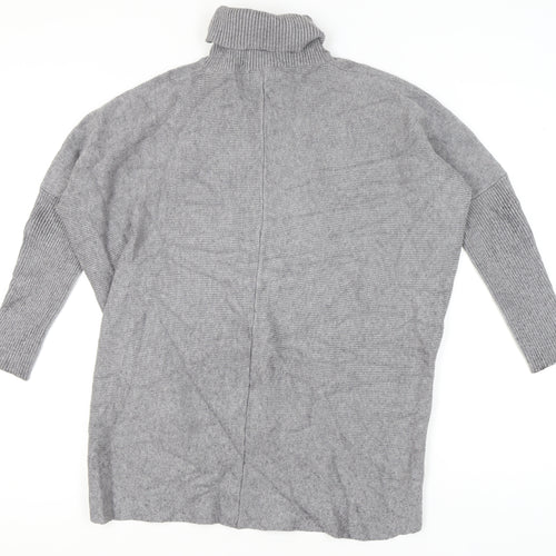 Blue Vanilla Womens Grey Roll Neck Jumper One Size Relaxed Fit