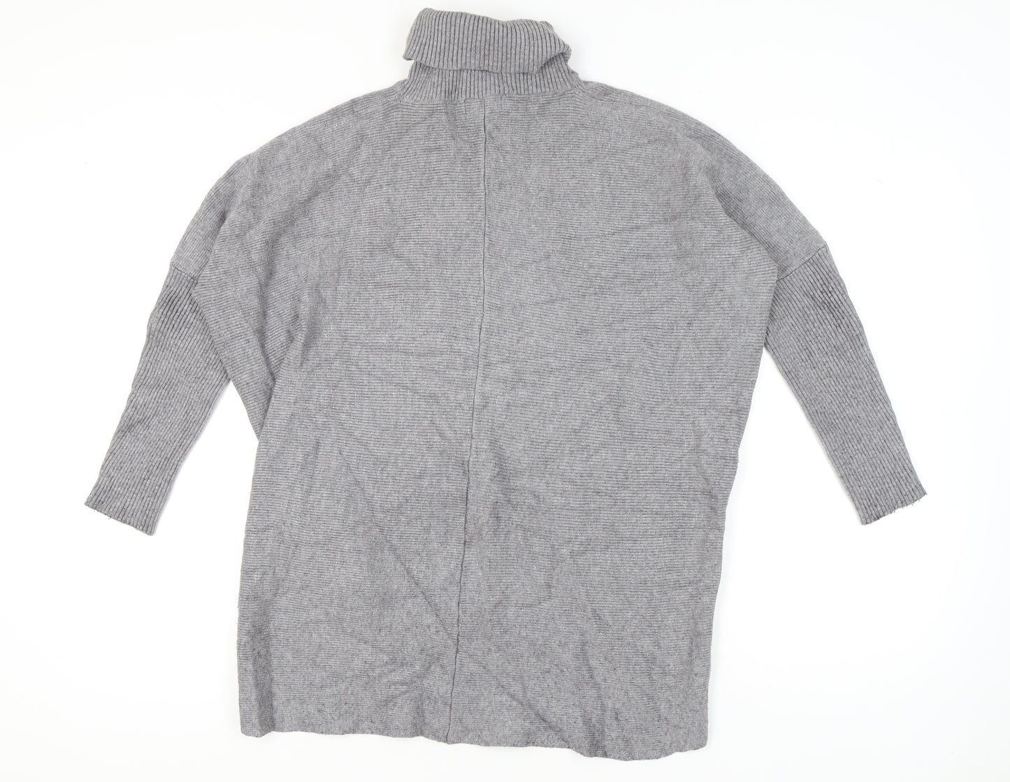 Blue Vanilla Womens Grey Roll Neck Jumper One Size Relaxed Fit