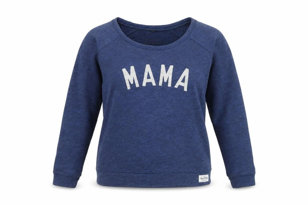 Front view of Selfish Mother Women’s Blue Pullover Sweatshirt Medium MAMA Print