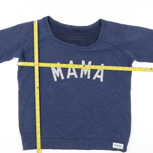 Selfish Mother Women’s Blue Pullover Sweatshirt Medium MAMA Print