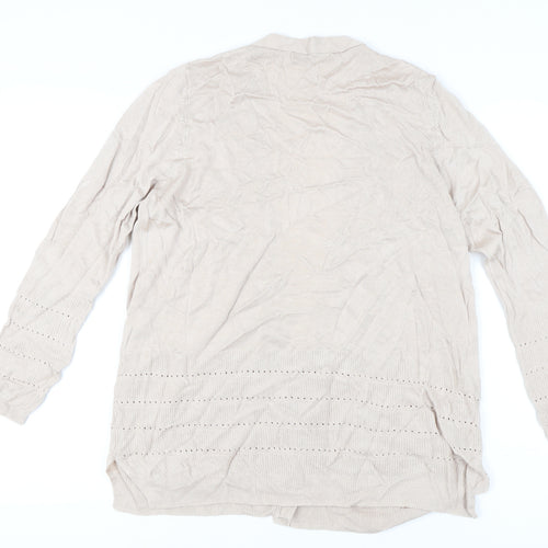 Marks and Spencer Women’s Beige Cardigan L Knit Open Front Pockets