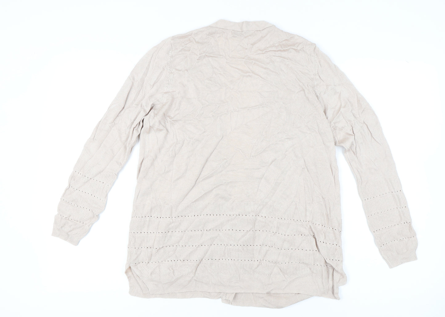 Marks and Spencer Women’s Beige Cardigan L Knit Open Front Pockets
