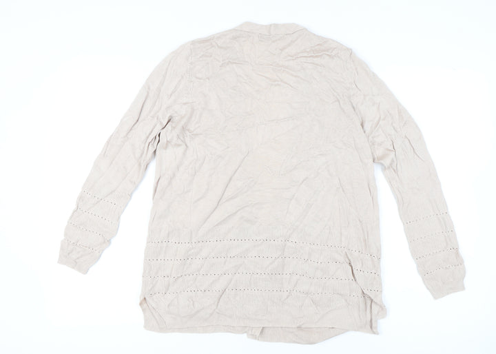 Marks and Spencer Women’s Beige Cardigan L Knit Open Front Pockets