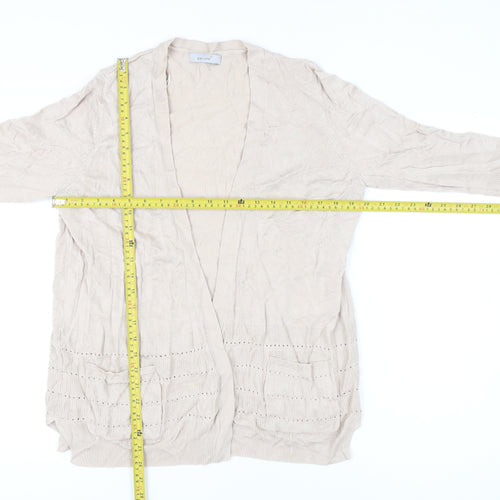 Marks and Spencer Women’s Beige Cardigan L Knit Open Front Pockets