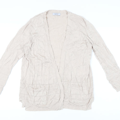 Marks and Spencer Women’s Beige Cardigan L Knit Open Front Pockets