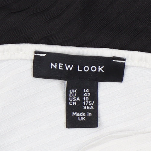 New Look Womens Black White One Shoulder Jumpsuit Size 14