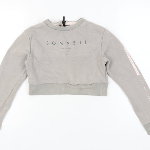 Sonneti Girls Grey Logo Pullover Sweatshirt 12-13Y Crew Neck Long Sleeve