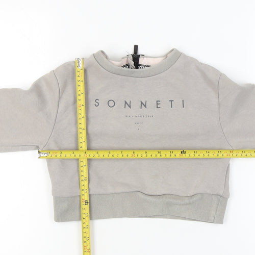 Sonneti Girls Grey Logo Pullover Sweatshirt 12-13Y Crew Neck Long Sleeve