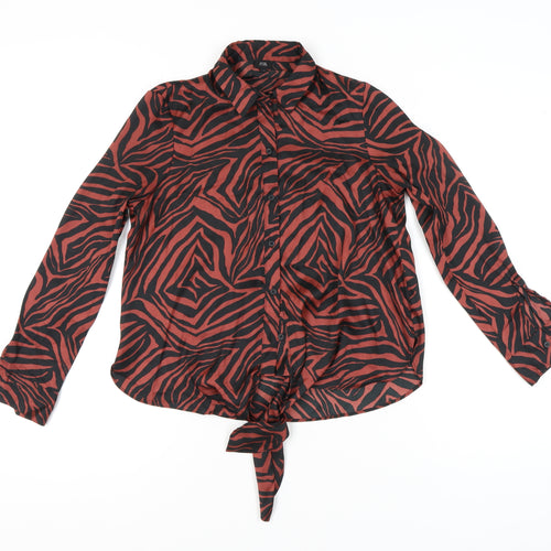 River Island Womens Multicoloured Animal Print Button-Up Shirt Size 8